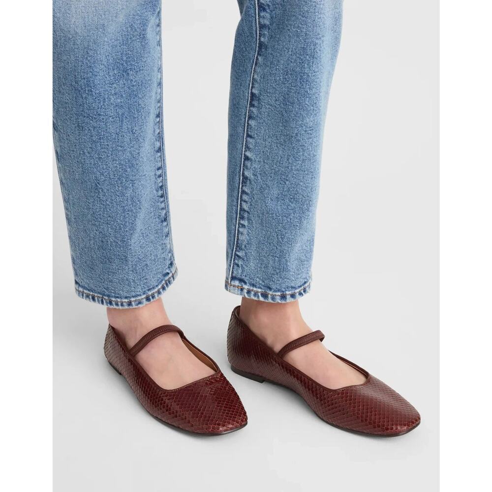 Madewell The Greta Ballet Flat Rosewood Snake Embossed Leather Size 8 NWOT